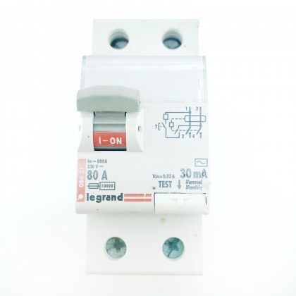 Legrand Tenby 08631 80A 80 Amp 30mA RCD 2 Double Pole Circuit Breaker